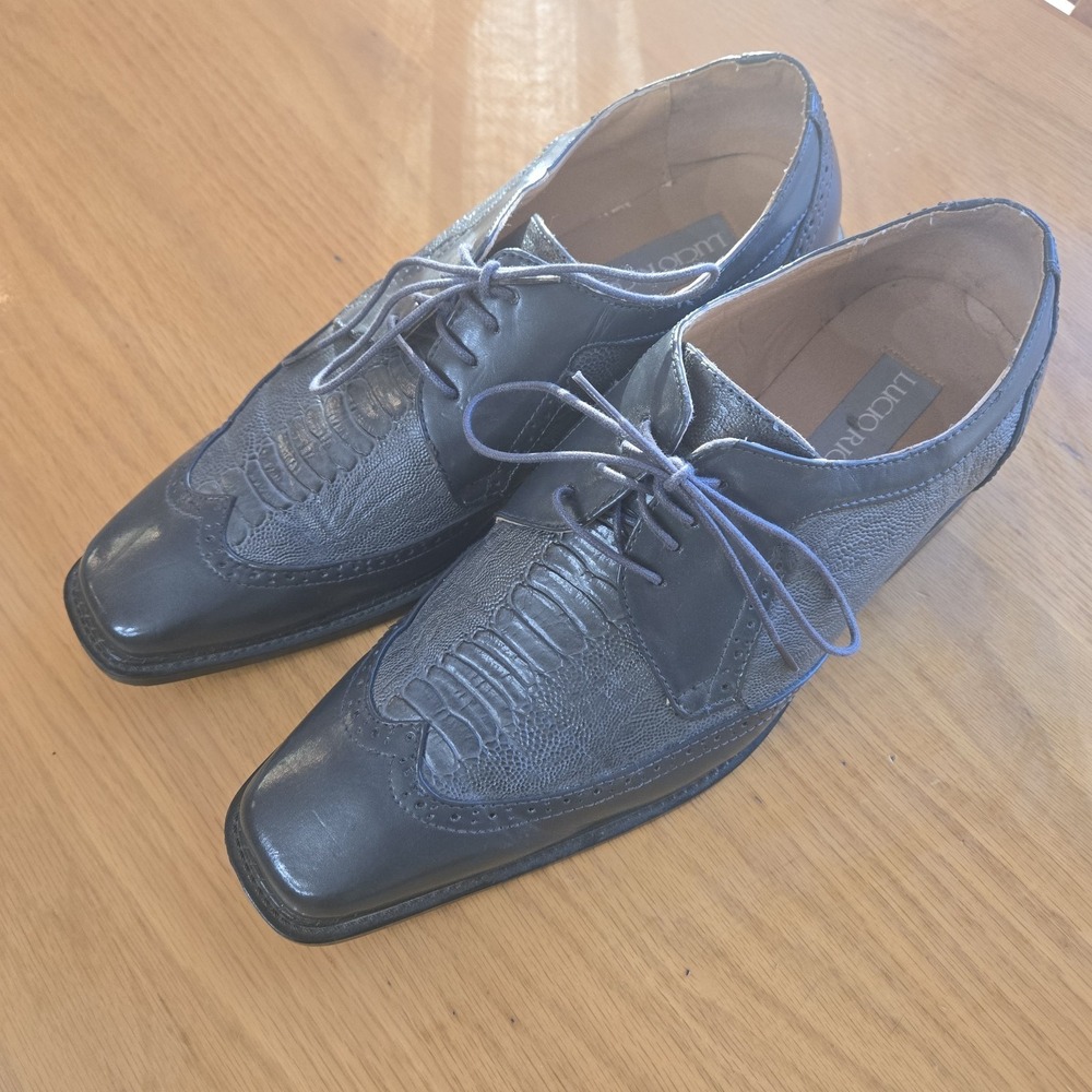Lucio Ricci Faux Alligator Oxford Dress Shoes Men's Size 12M Gray VGUC